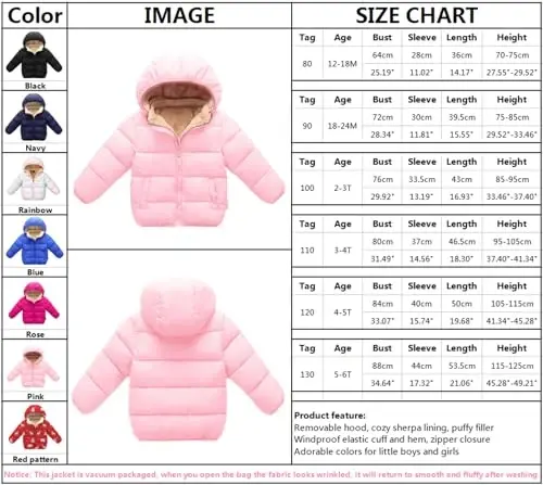 Toddler Baby Hooded Down Jacket Boys Girls Kids Thicken Warm Winter Coat Outerwear 1-7t - 6