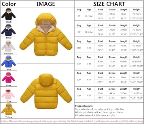 Toddler Baby Hooded Down Jacket Boys Girls Kids Thicken Warm Winter Coat Outerwear 1-7t - 6