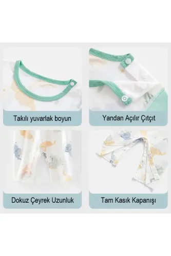 Bebek, Çoçuk Tulumu Yazlık %100 Organik Pamuklu,body,zıbın,tulumu 1-2 Yaş (SEVİMLİ HAYVANLAR PEMBE) - Sevimli Hayvanlar Pembe - 4
