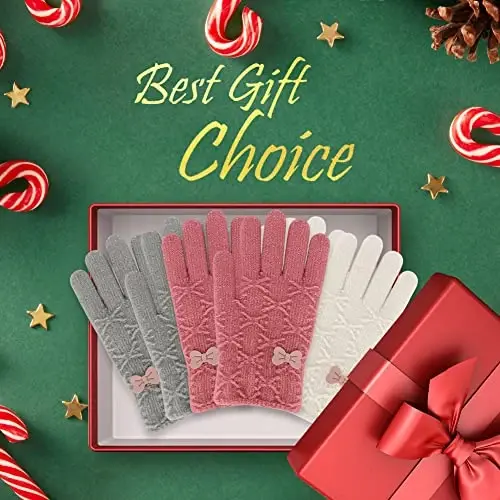 PKWEEN Winter Gloves for Toddler Kids - 3 Pairs Boys Girls Soft Warm Wool Lined Gloves Full Finger Children Knit Gloves - 6