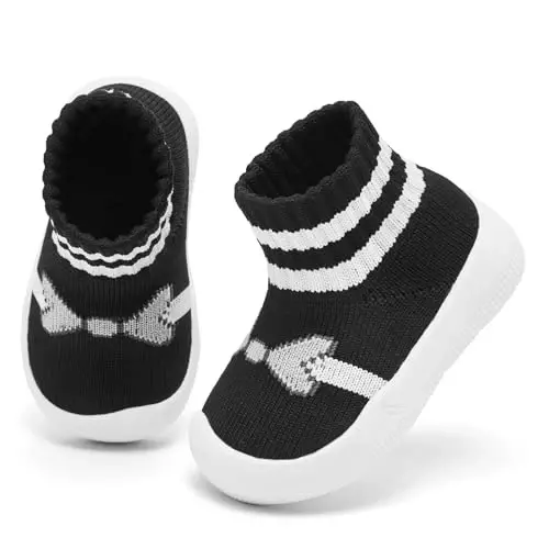 Baby Sock Shoes With Grip - Infant First Walker Shoes for Girls and Boys - Toddler Slipper Non Slip - 1