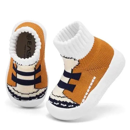 Baby Sock Shoes With Grip - Infant First Walker Shoes for Girls and Boys - Toddler Slipper Non Slip - 1