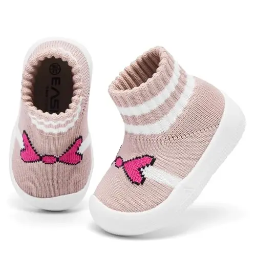 Baby Sock Shoes With Grip - Infant First Walker Shoes for Girls and Boys - Toddler Slipper Non Slip - 1