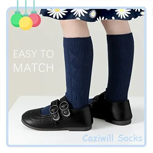 Baby Knee High Socks Girls Newborn Socks Boys Infant Tube Socks Cable Knit Knee High Stockings 0-3/3-6/6-12 Months 3/6 Pairs - 3