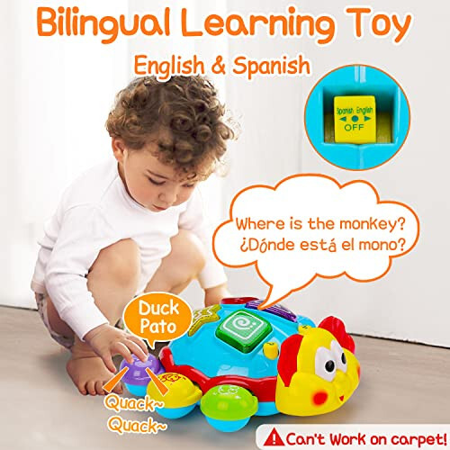 Baby Crawling Toys 12-18 Months Tummy Time Spanish English Bilingual Learning Toy Infant Musical Light Up Toy 12-18 Month Montessori Gift for 1 2 Year Old Boy Girl Toddler Age 0-2 - 3