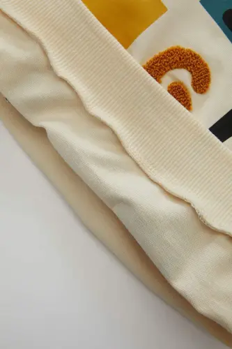 Erkek Bebek Bisiklet Yaka Baskılı Sweatshirt D2934A524WN - Ekru-ER42 - 4