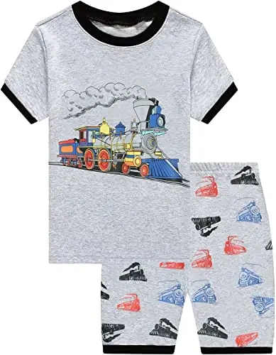 Toddler Boys Pajamas Short Sets Fire Truck Cotton 2 Piece Pjs Excavator Sleepwear Summer Clothes Kids Jammies Set Size 1-7T 