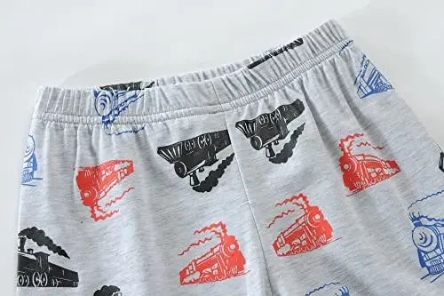 Toddler Boys Pajamas Short Sets Fire Truck Cotton 2 Piece Pjs Excavator Sleepwear Summer Clothes Kids Jammies Set Size 1-7T - 5