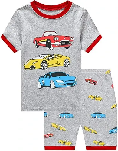 Toddler Boys Pajamas Short Sets Fire Truck Cotton 2 Piece Pjs Excavator Sleepwear Summer Clothes Kids Jammies Set Size 1-7T - 1