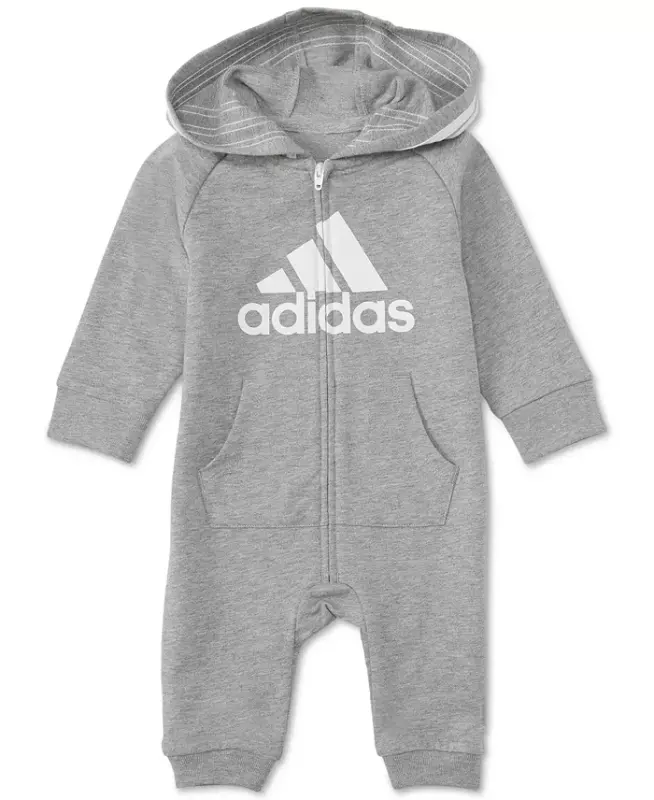Baby Boys or Baby Girls Logo Full Zip Hooded Coverall - ADIDAS