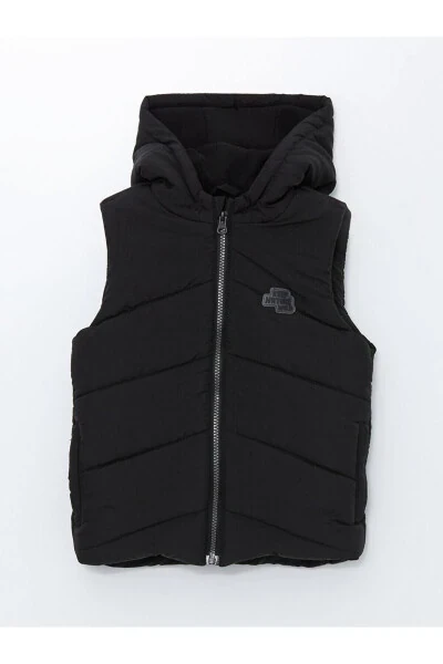 Kapüşonlu Baskılı Erkek Bebek Şişme Yelek-NEW BLACK - LC Waikiki