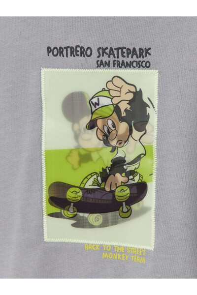 Lcw Kids Gri Kapüşonlu Uzun Kollu Baskılı Erkek Çocuk Sweatshirt - Gri - 4