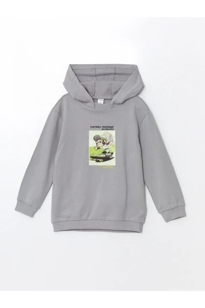 Lcw Kids Gri Kapüşonlu Uzun Kollu Baskılı Erkek Çocuk Sweatshirt - Modazone