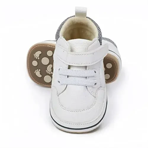 Baby Boys Girls Leather PRE-Walking Sneakers Toddler Anti-Slip Rubber Sole Infant Lightweight First Step Shoes - BABY