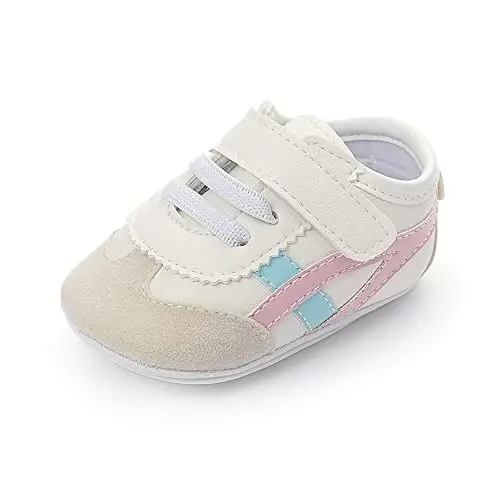 Baby Boys Girls Leather PRE-Walking Sneakers Toddler Anti-Slip Rubber Sole Infant Lightweight First Step Shoes 