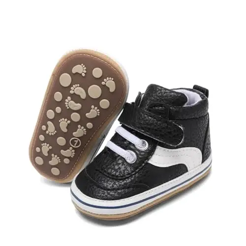 Baby Boys Girls Leather PRE-Walking Sneakers Toddler Anti-Slip Rubber Sole Infant Lightweight First Step Shoes 