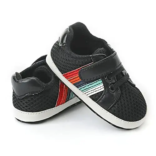 Baby Boys Girls Leather PRE-Walking Sneakers Toddler Anti-Slip Rubber Sole Infant Lightweight First Step Shoes - 2