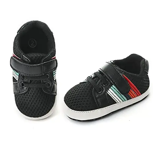 Baby Boys Girls Leather PRE-Walking Sneakers Toddler Anti-Slip Rubber Sole Infant Lightweight First Step Shoes - 3