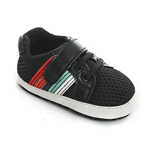 Baby Boys Girls Leather PRE-Walking Sneakers Toddler Anti-Slip Rubber Sole Infant Lightweight First Step Shoes - 5