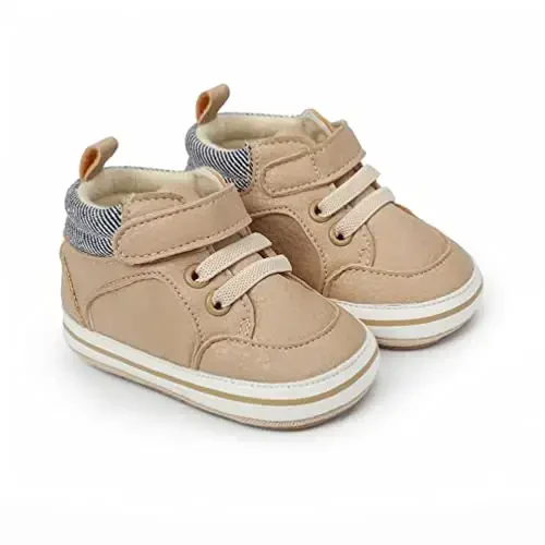 Baby Boys Girls Leather PRE-Walking Sneakers Toddler Anti-Slip Rubber Sole Infant Lightweight First Step Shoes - 2