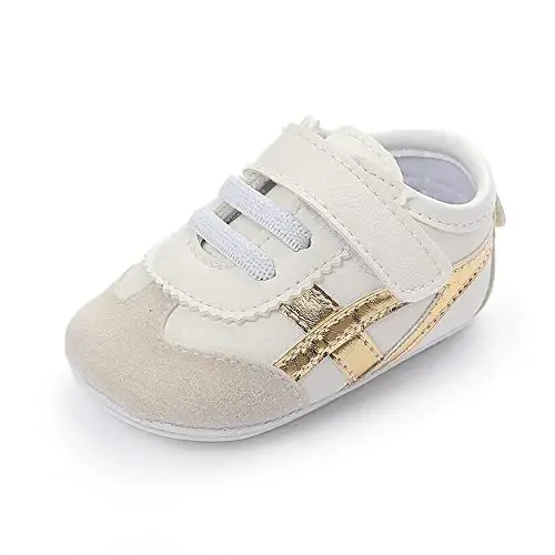 Baby Boys Girls Leather PRE-Walking Sneakers Toddler Anti-Slip Rubber Sole Infant Lightweight First Step Shoes 