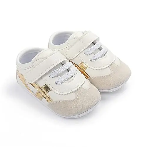 Baby Boys Girls Leather PRE-Walking Sneakers Toddler Anti-Slip Rubber Sole Infant Lightweight First Step Shoes - 3