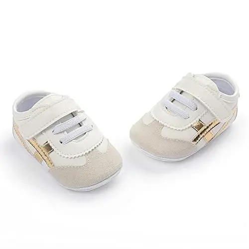 Baby Boys Girls Leather PRE-Walking Sneakers Toddler Anti-Slip Rubber Sole Infant Lightweight First Step Shoes - 4