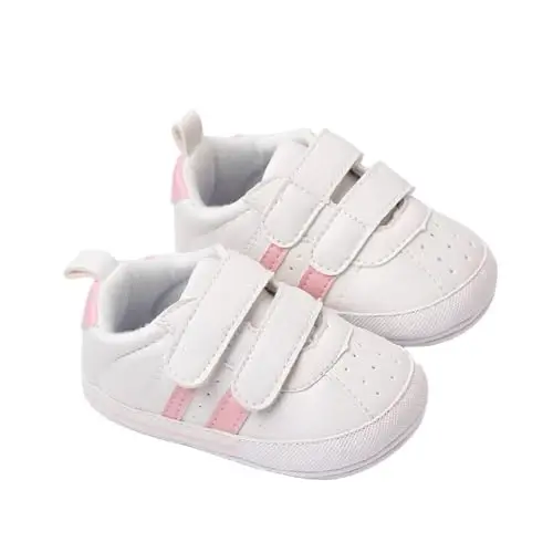 Baby Boys Girls Leather PRE-Walking Sneakers Toddler Anti-Slip Rubber Sole Infant Lightweight First Step Shoes - 4