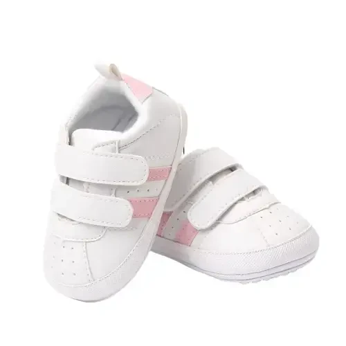 Baby Boys Girls Leather PRE-Walking Sneakers Toddler Anti-Slip Rubber Sole Infant Lightweight First Step Shoes - 3