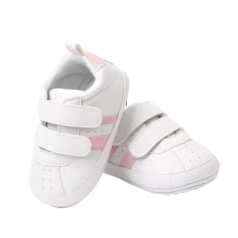 Baby Boys Girls Leather PRE-Walking Sneakers Toddler Anti-Slip Rubber Sole Infant Lightweight First Step Shoes - 3