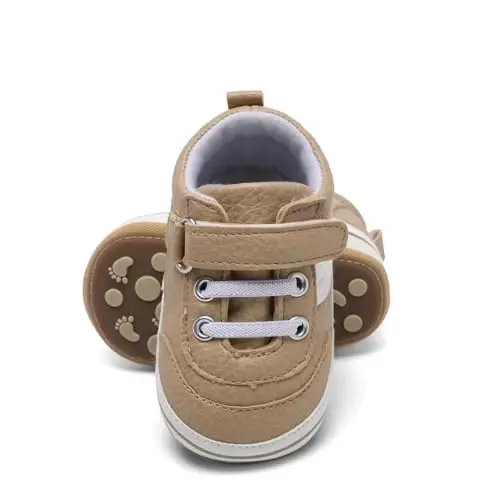 Baby Boys Girls Leather PRE-Walking Sneakers Toddler Anti-Slip Rubber Sole Infant Lightweight First Step Shoes - 1