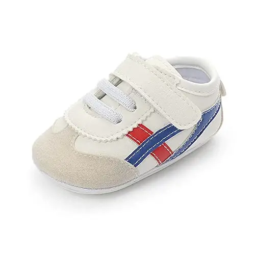 Baby Boys Girls Leather PRE-Walking Sneakers Toddler Anti-Slip Rubber Sole Infant Lightweight First Step Shoes - 1