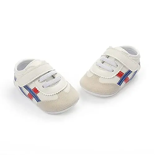 Baby Boys Girls Leather PRE-Walking Sneakers Toddler Anti-Slip Rubber Sole Infant Lightweight First Step Shoes - 2