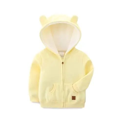 Baby Boy Girl Clothes Zip-Up Hoodies with Sherpa Lining Spring Fall Outerwear Coat - 1