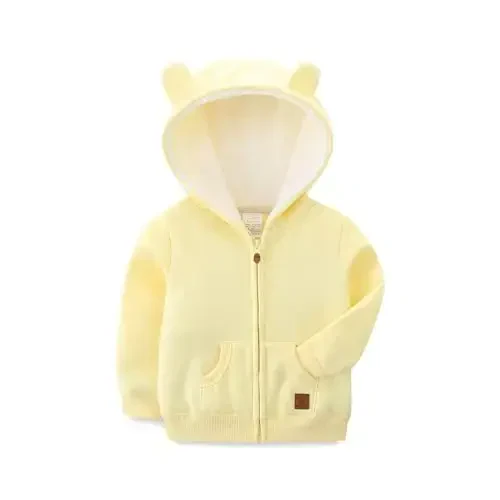 Baby Boy Girl Clothes Zip-Up Hoodies with Sherpa Lining Spring Fall Outerwear Coat - 1