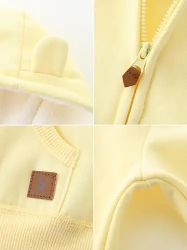 Baby Boy Girl Clothes Zip-Up Hoodies with Sherpa Lining Spring Fall Outerwear Coat - 5