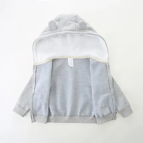 Baby Boy Girl Clothes Zip-Up Hoodies with Sherpa Lining Spring Fall Outerwear Coat - 2