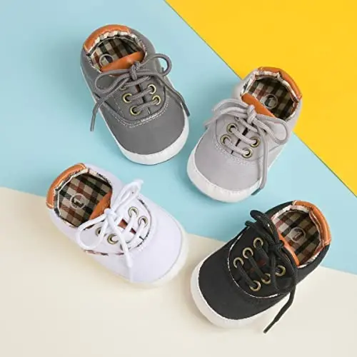 Infant Baby Boys Girls Canvas Sneaker Toddler Slip On Anti Skid Newborn First Walkers Candy Shoes for 0-18 Months - 2