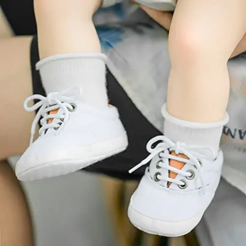 Infant Baby Boys Girls Canvas Sneaker Toddler Slip On Anti Skid Newborn First Walkers Candy Shoes for 0-18 Months - 3