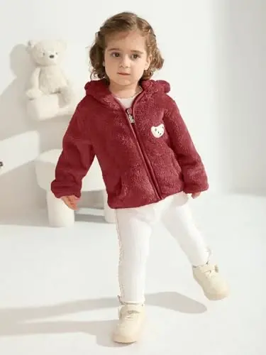 Baby Boys Girls Fleece Jackets Zip Up Hoodies Cute Bear Coats Fall Winter Fuzzy Jacket Newborn Boys Girls Outwear - 3