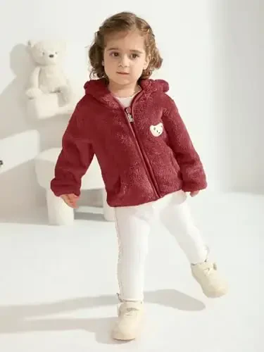 Baby Boys Girls Fleece Jackets Zip Up Hoodies Cute Bear Coats Fall Winter Fuzzy Jacket Newborn Boys Girls Outwear - 3