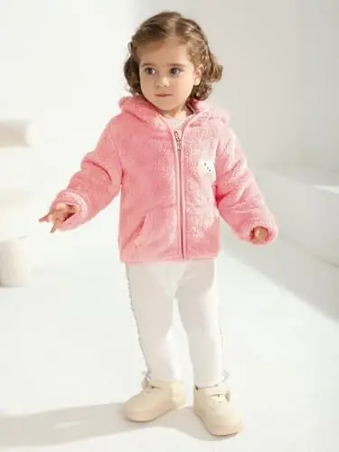 Baby Boys Girls Fleece Jackets Zip Up Hoodies Cute Bear Coats Fall Winter Fuzzy Jacket Newborn Boys Girls Outwear - 4