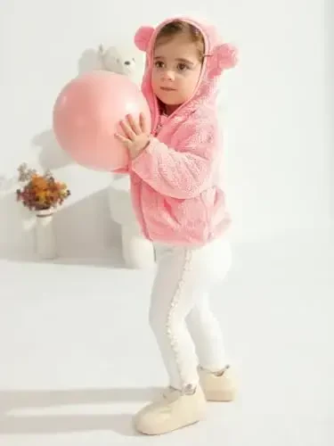 Baby Boys Girls Fleece Jackets Zip Up Hoodies Cute Bear Coats Fall Winter Fuzzy Jacket Newborn Boys Girls Outwear - 5