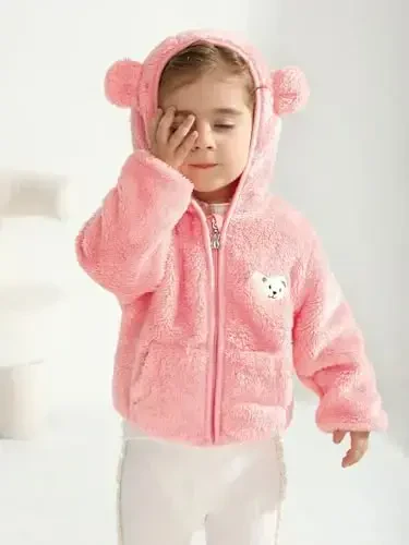 Baby Boys Girls Fleece Jackets Zip Up Hoodies Cute Bear Coats Fall Winter Fuzzy Jacket Newborn Boys Girls Outwear - MODAZONE (1)