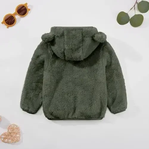 Baby Boys Girls Fleece Jackets Zip Up Hoodies Cute Bear Coats Fall Winter Fuzzy Jacket Newborn Boys Girls Outwear - 6