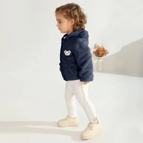 Baby Boys Girls Fleece Jackets Zip Up Hoodies Cute Bear Coats Fall Winter Fuzzy Jacket Newborn Boys Girls Outwear - 4