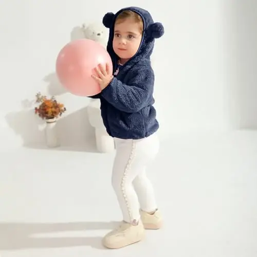 Baby Boys Girls Fleece Jackets Zip Up Hoodies Cute Bear Coats Fall Winter Fuzzy Jacket Newborn Boys Girls Outwear - 5