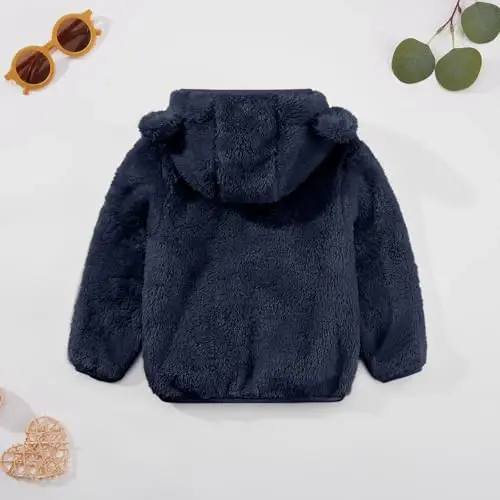 Baby Boys Girls Fleece Jackets Zip Up Hoodies Cute Bear Coats Fall Winter Fuzzy Jacket Newborn Boys Girls Outwear - 6