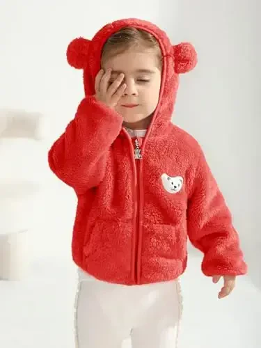 Baby Boys Girls Fleece Jackets Zip Up Hoodies Cute Bear Coats Fall Winter Fuzzy Jacket Newborn Boys Girls Outwear - 2