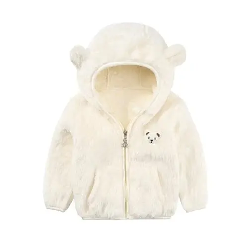 Baby Boys Girls Fleece Jackets Zip Up Hoodies Cute Bear Coats Fall Winter Fuzzy Jacket Newborn Boys Girls Outwear 